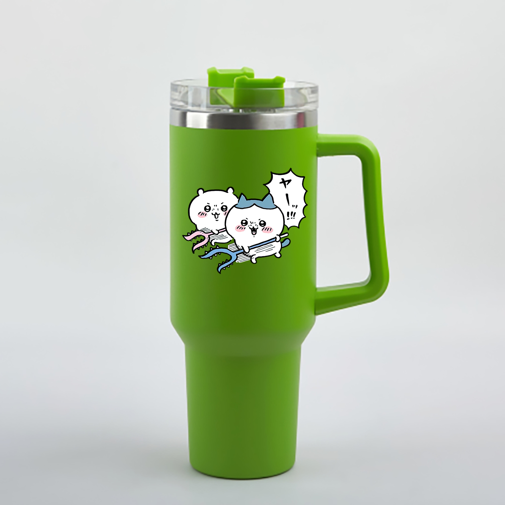 （画像用） ちいかわ ハチワレ Chii-kawa hachiware 1200mL車用タンブラー - クリスタルステッカー（プラスチックストロー付き）